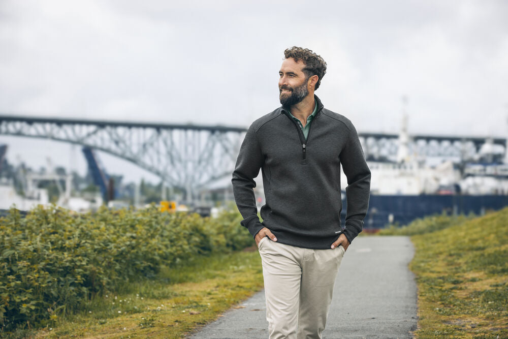 Pemberton Half Zip Men Anthracite Melange